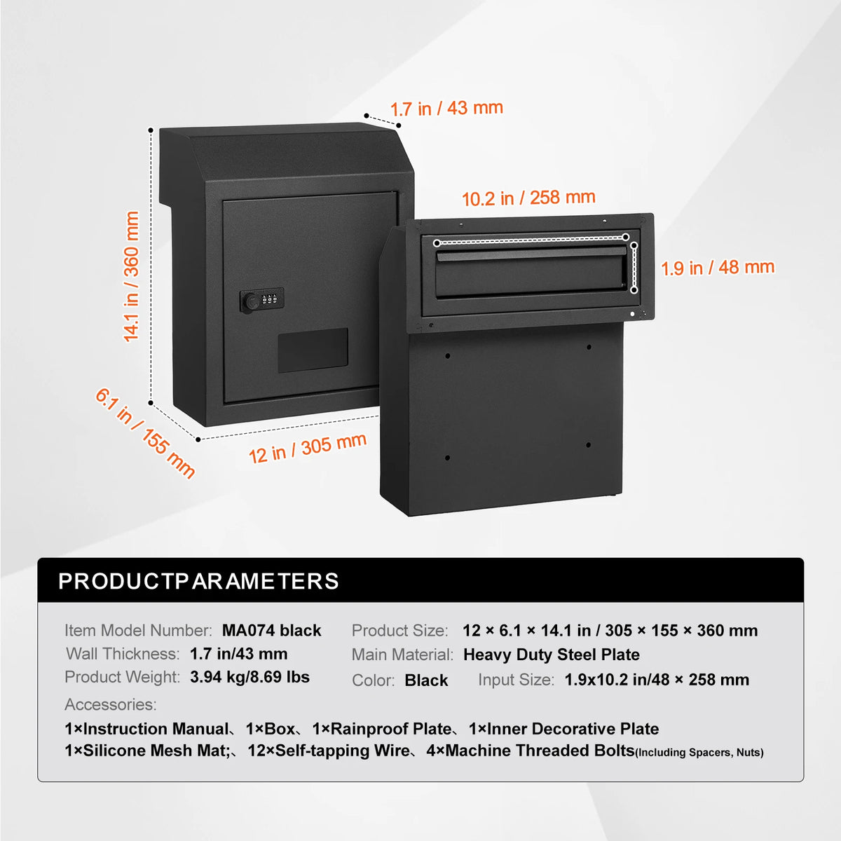 Steel Through The Door Key Drop Box With Combination Lock