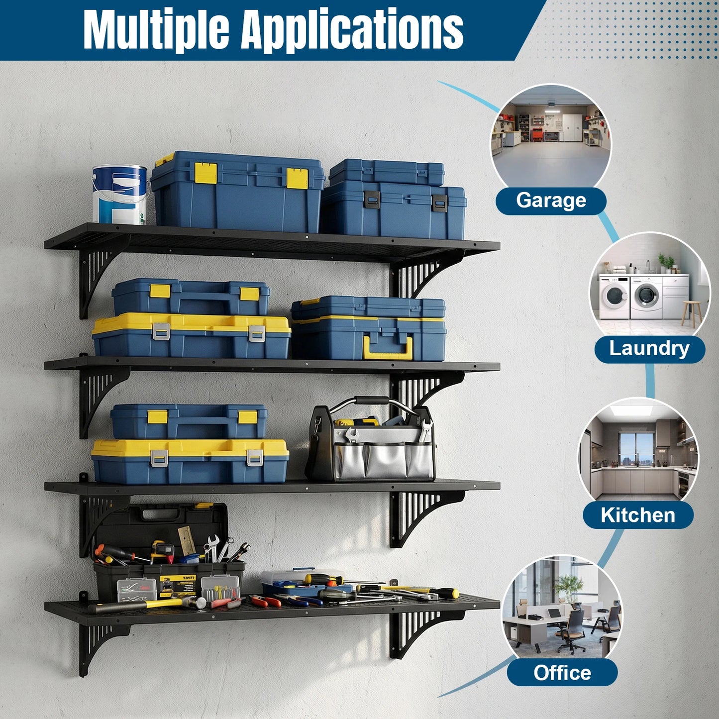 APWIKOGER 4 Tier Garage Storage Rack Floating Shelves