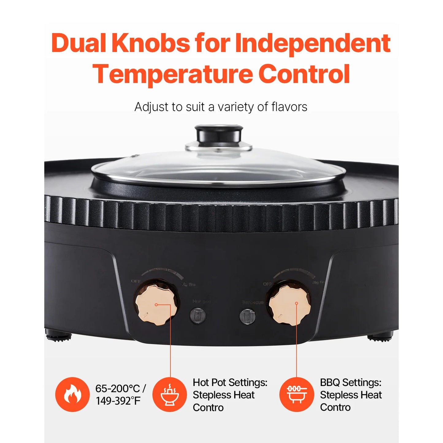 SucceBuy 1800W 2 In 1 Electric Hot Pot Grill Smokeless