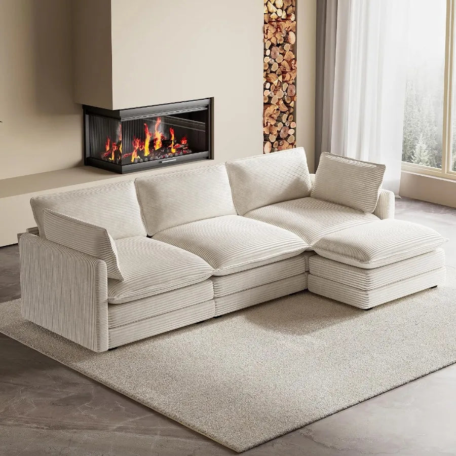 ROWHY Modular Cloud Sectional Sofa With Deep Seats And Ottoman