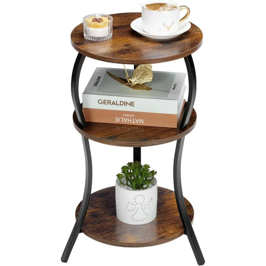 NBVCX Three Tier Round Side Table for Living Room Spaces