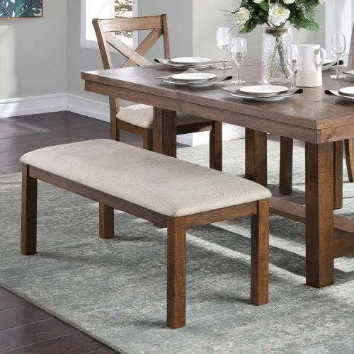 Rectangular Dining Table and Chair Set with Upholstered Cushions