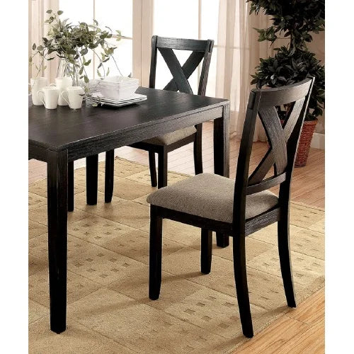 Contemporary Dining Table Set With Cushioned Cross Back Chairs