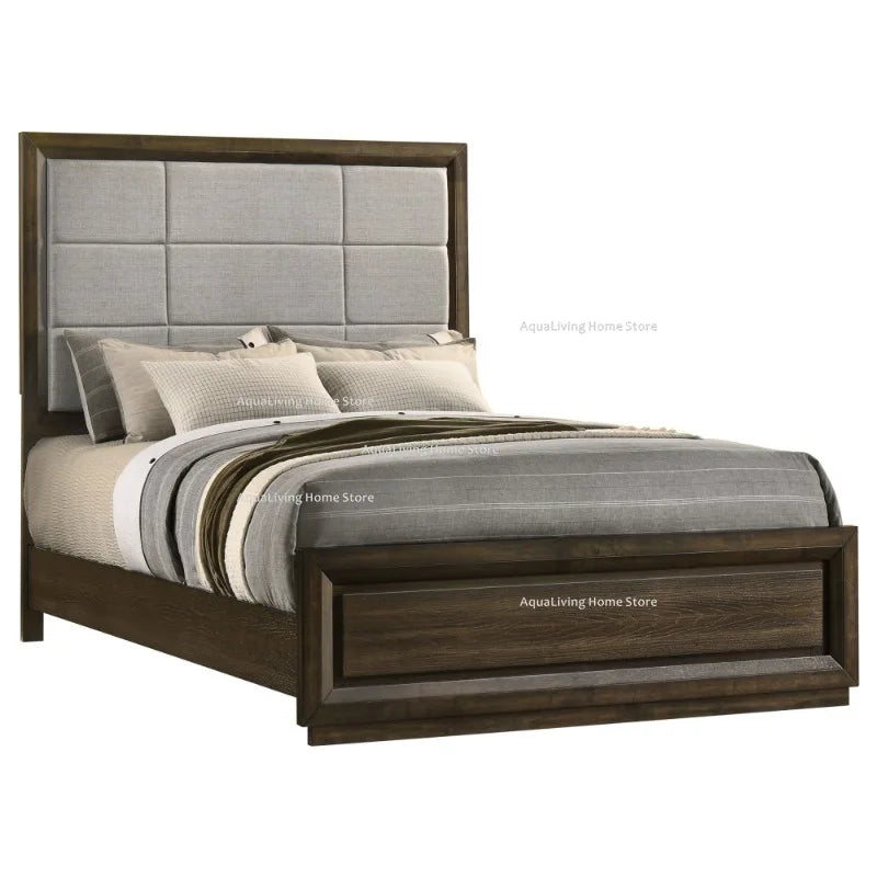 Modern Wooden Bedroom Furniture Set With Bed Wardrobe Nightstand