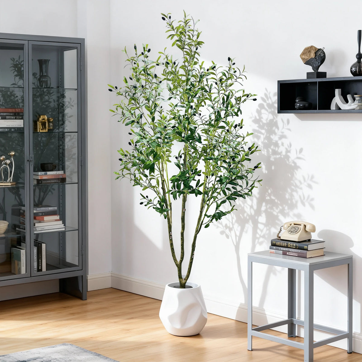 HiMISS Artificial Olive Tree Faux Plant With Realistic Leaves