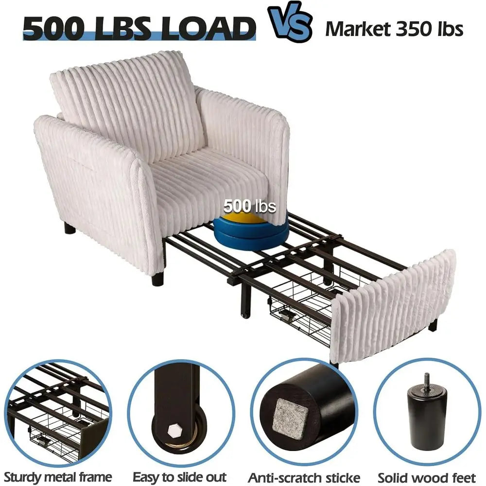 Heavy Duty Convertible Sleeper Chair With Pull Out Bed