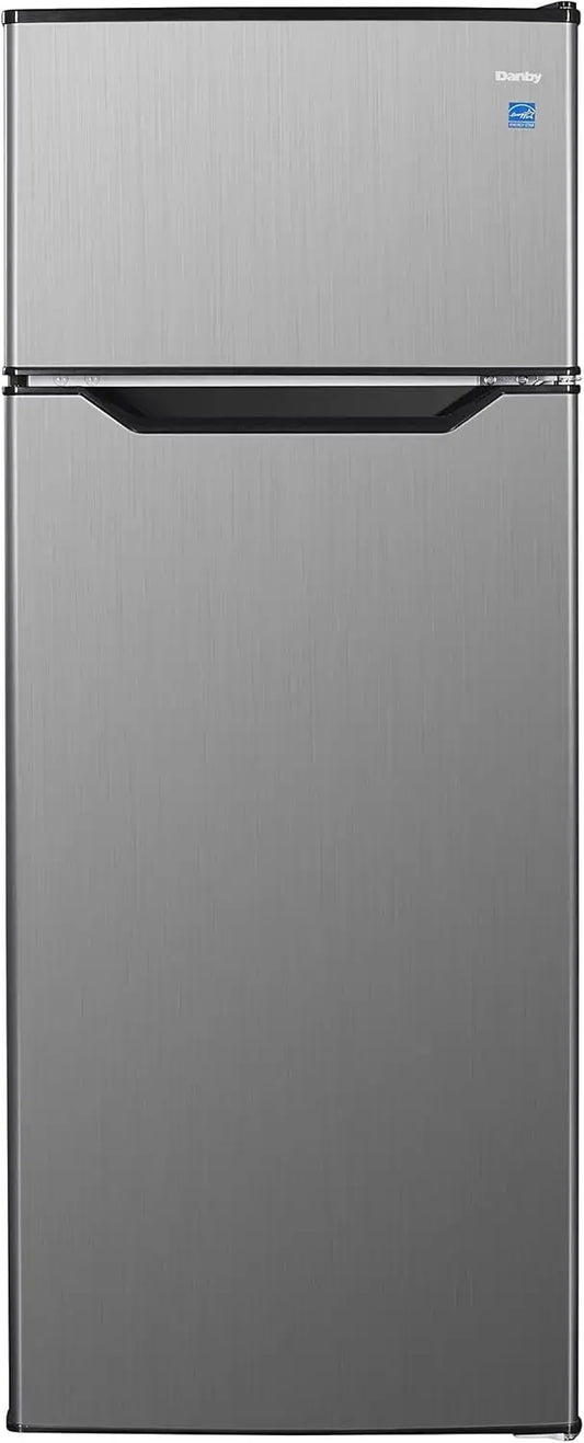 XMSJ Compact Stainless Steel Mini Fridge for Small Kitchens