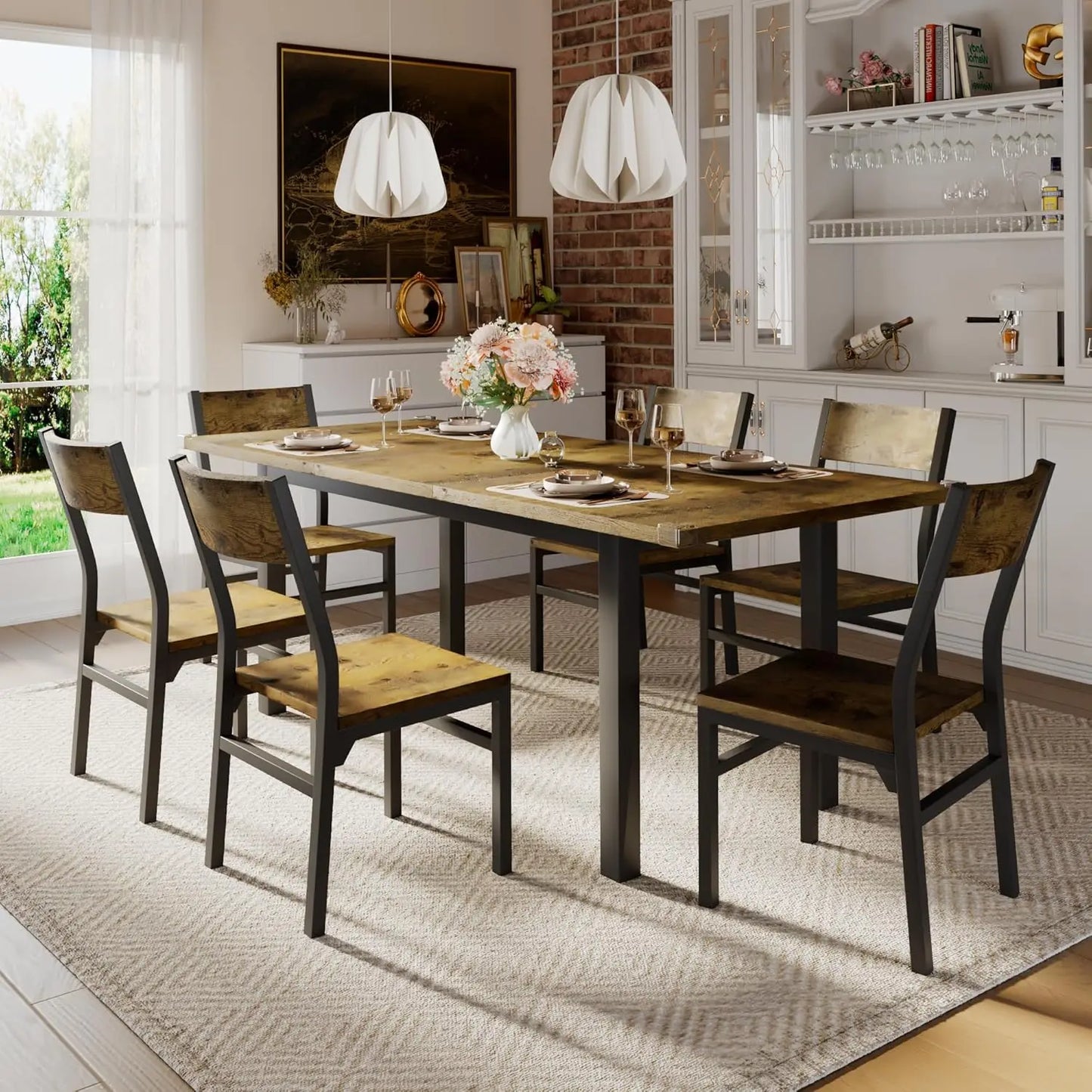 Extendable Kitchen Table And Chairs Set For 4 To 6 People