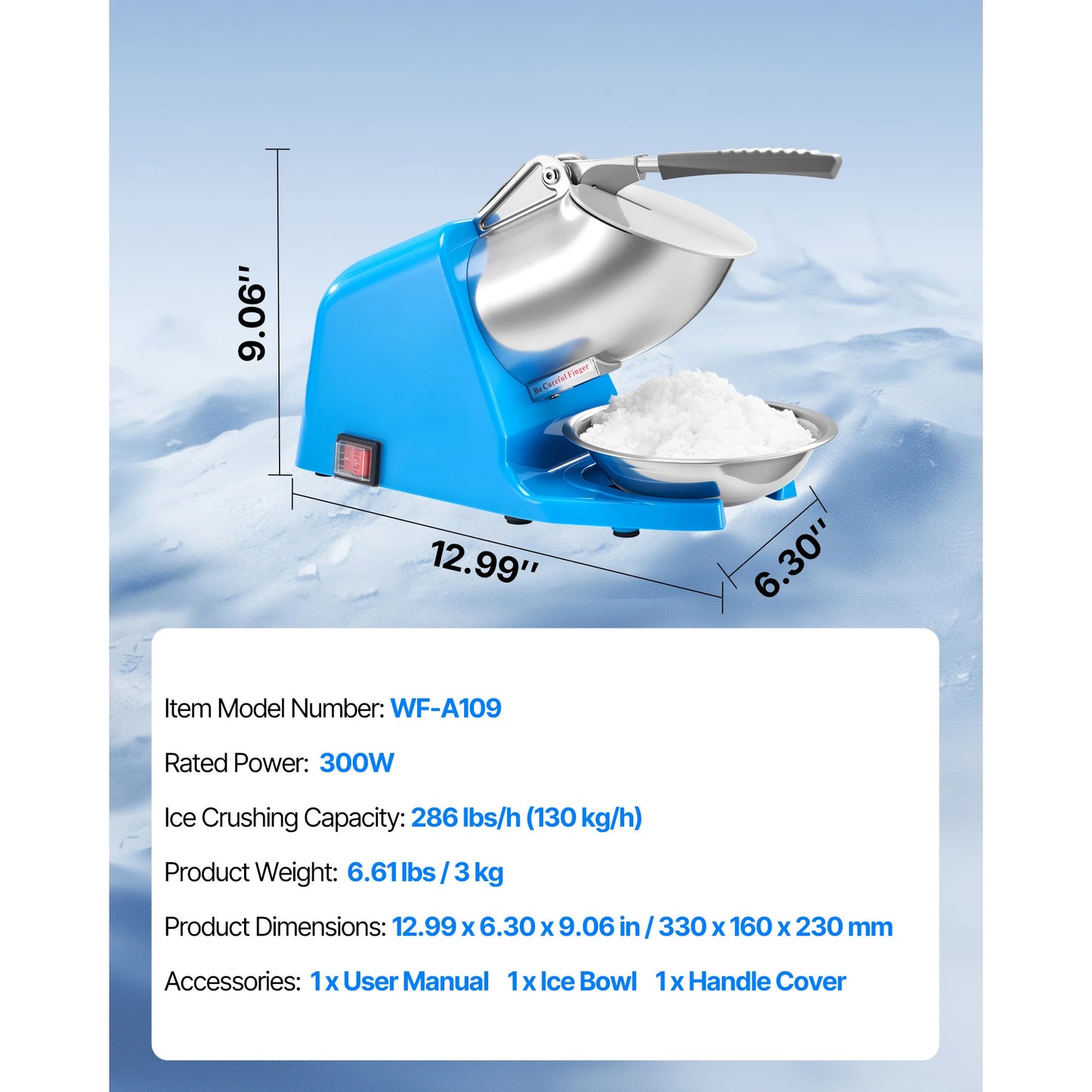 SucceBuy Ice Crusher Machine 286 Lbs Per Hour 4 Blades