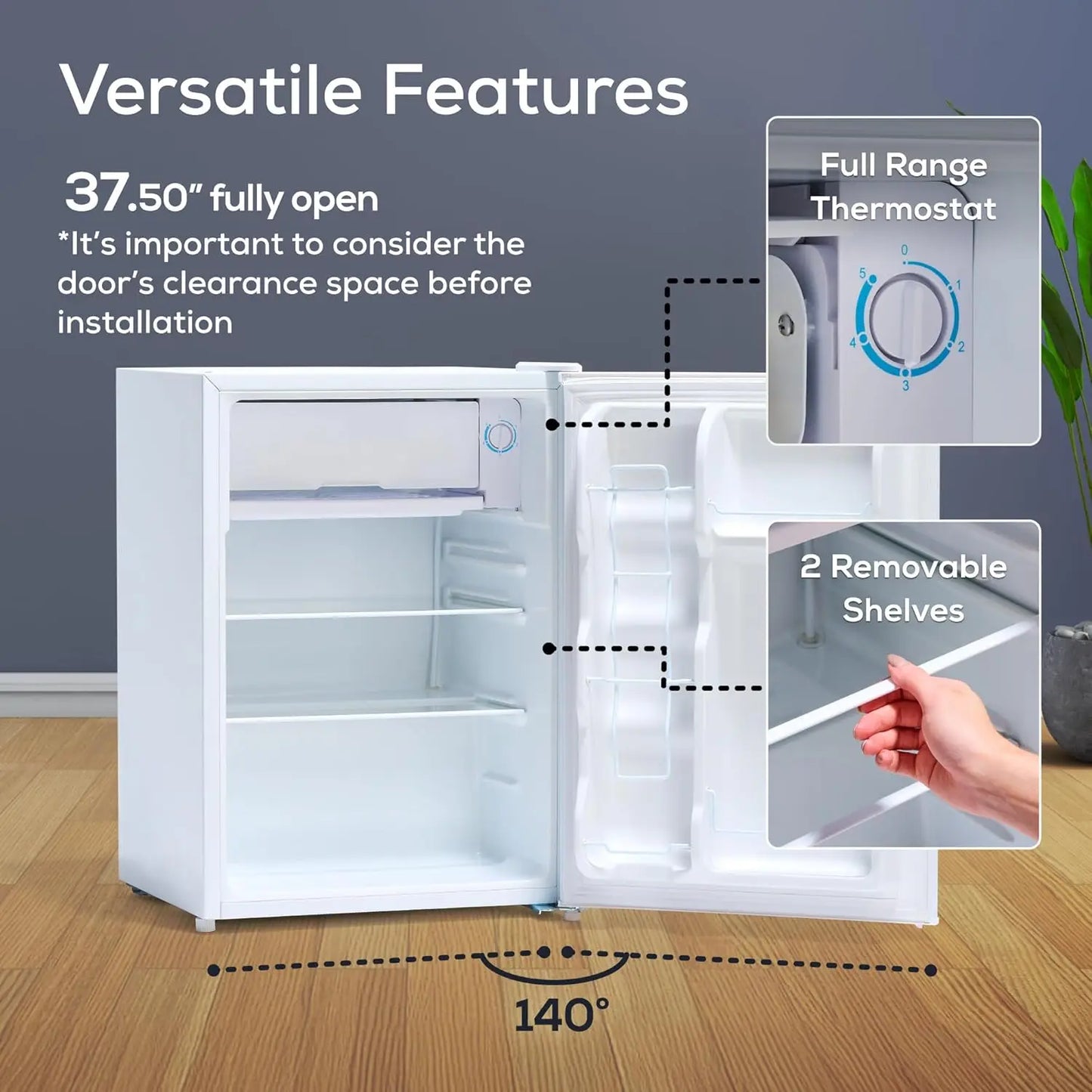 XMSJ Compact Mini Fridge With Freezer Single Door Glass Shelves