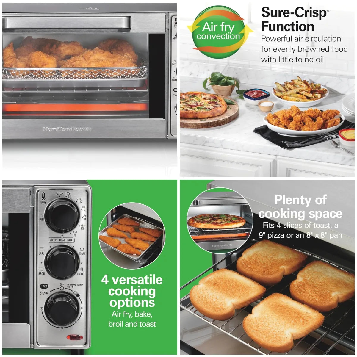 XMSJ Air Fryer Toaster Oven Combo 4 Slice Powerful Circulation