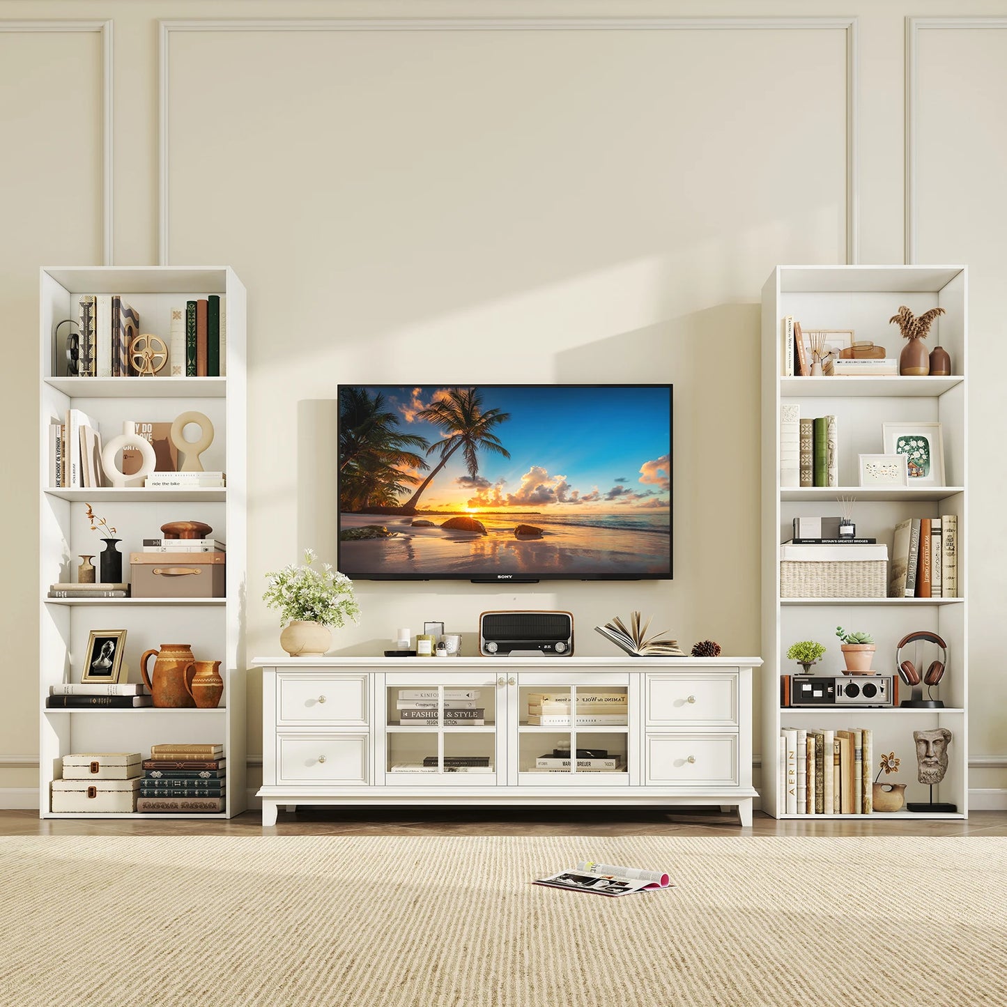 HOMASIS 5 Shelf Storage Bookcase Modern Multi Functional Display Cabinet