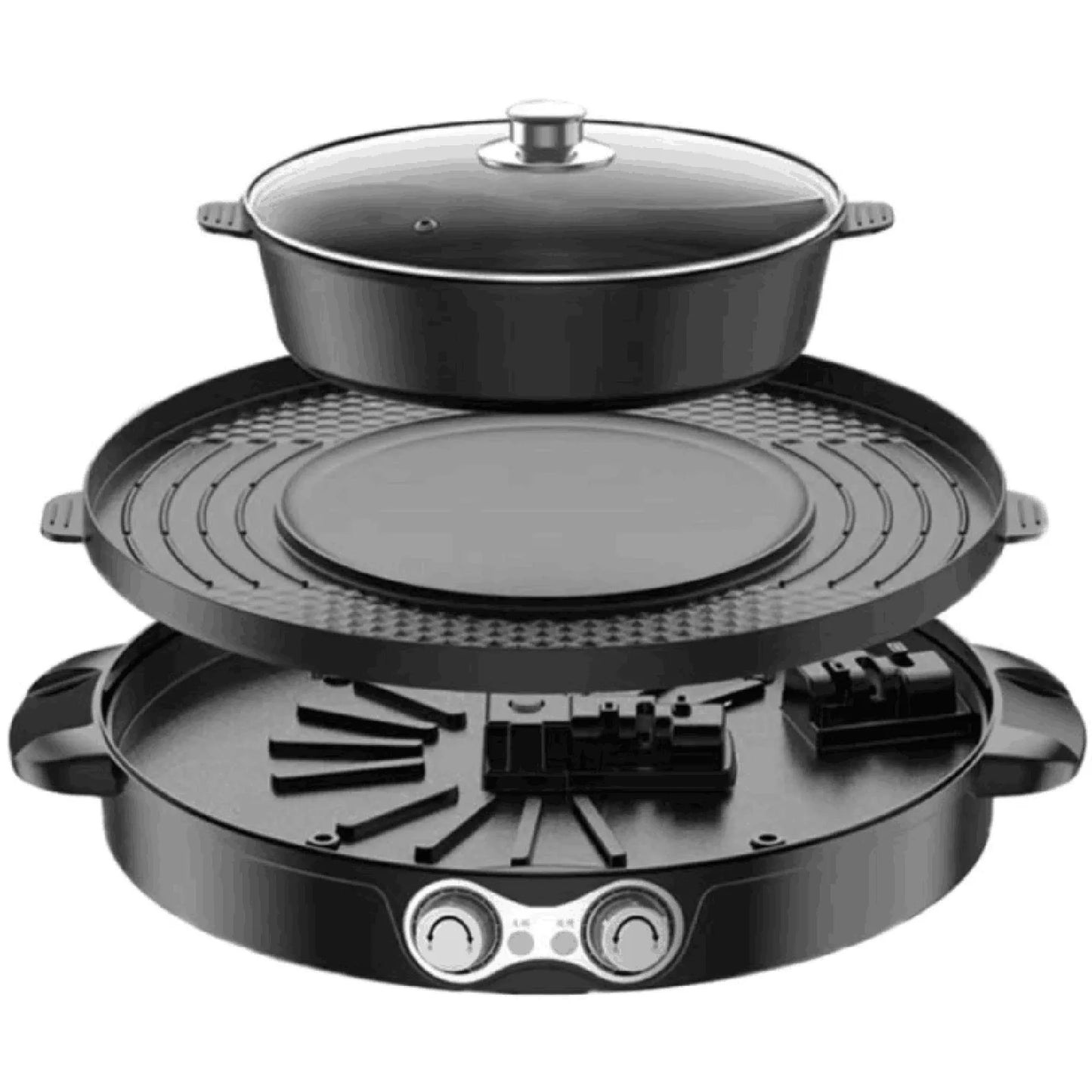 Electric Grill And Hot Pot 2 In 1 Kitchen Appliance