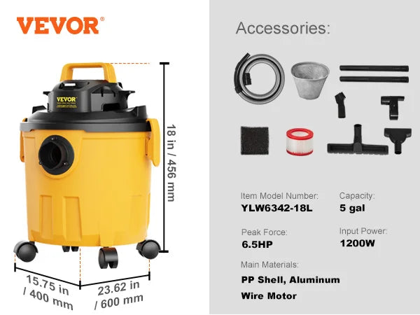 SucceBuy Wet And Dry Shop Vacuum 6 Peak HP With Blower Two In One Crevice Nozzle