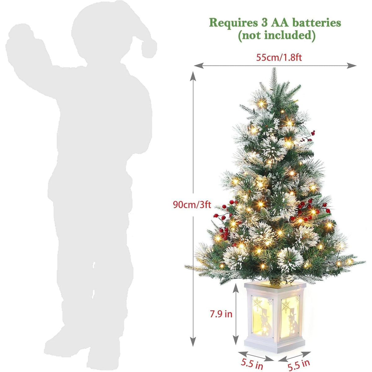 HiMISS Two Piece Prelit Flocked Christmas Trees With Potted Bases