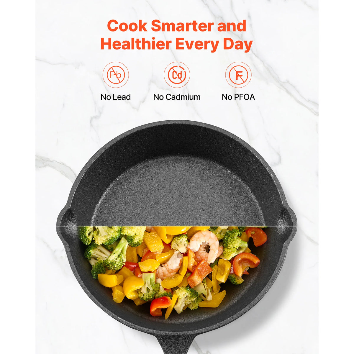 SucceBuy Cast Iron Skillet Set Heavy Duty Preseasoned Frying Pans