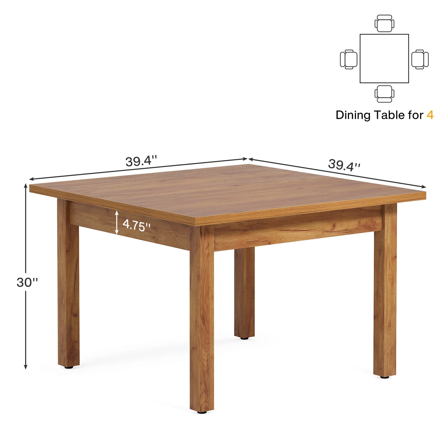 Tribesigns Wood Dining Table Farmhouse Kitchen Table For Four