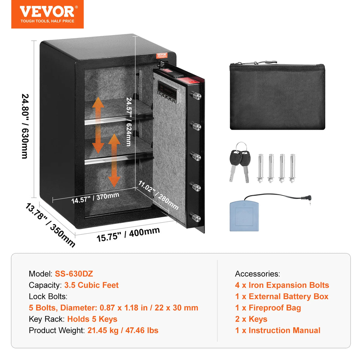 VEVOR Digital Double Door Safe With Fingerprint Lock