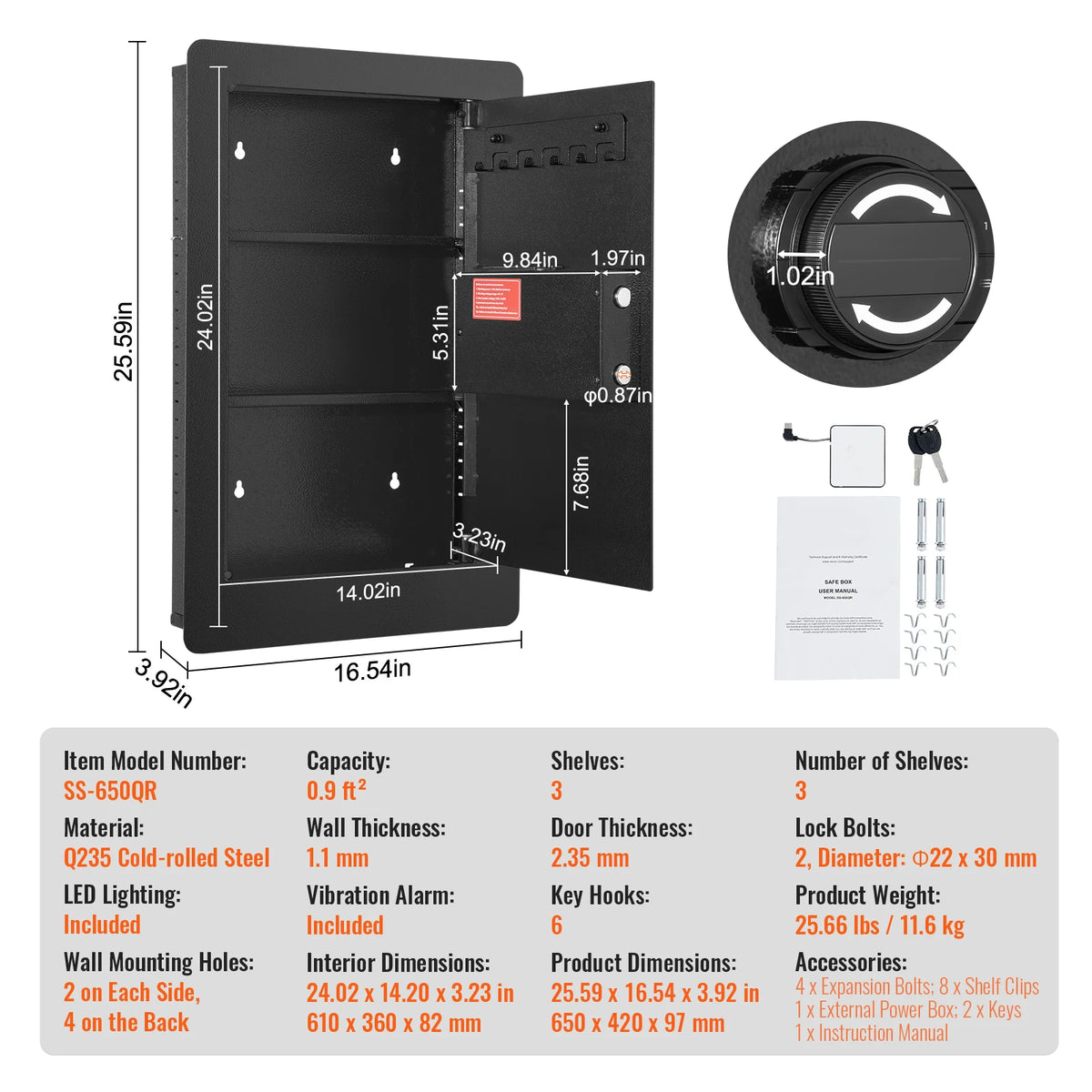 SucceBuy Hidden Keypad Wall Safe With Cold Rolled Steel Home