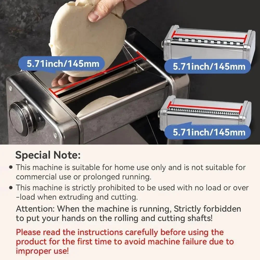 Domestic Electric Pasta Maker Stainless Steel Noodles With Adjustable Cutter