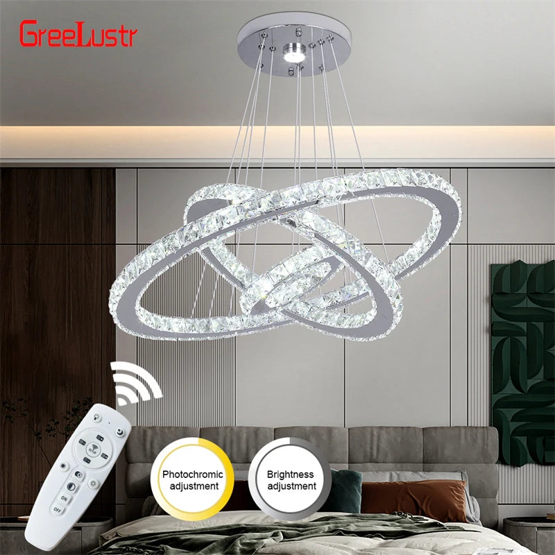 GreeLustr Modern Crystal LED Chandelier With Remote Control