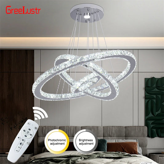 GreeLustr Modern Crystal LED Chandelier With Remote Control