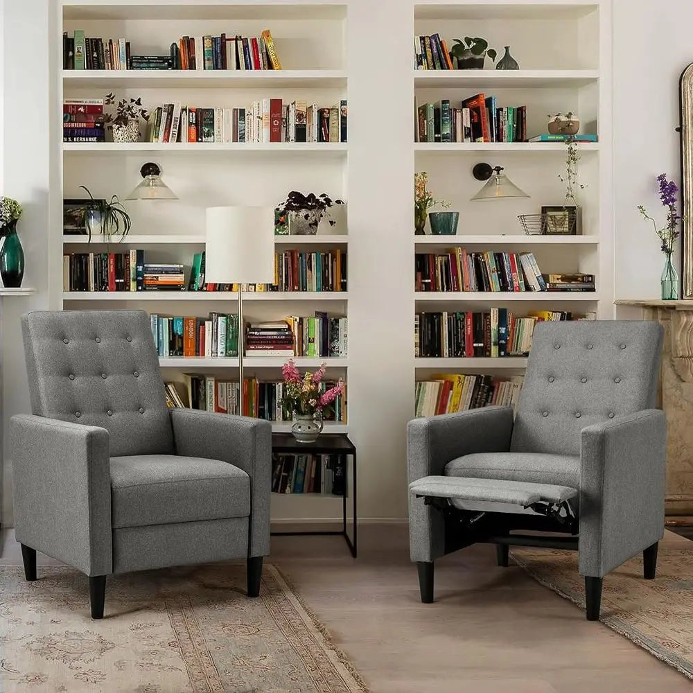 Fabric Recliner Chair With Adjustable Back And Footrest