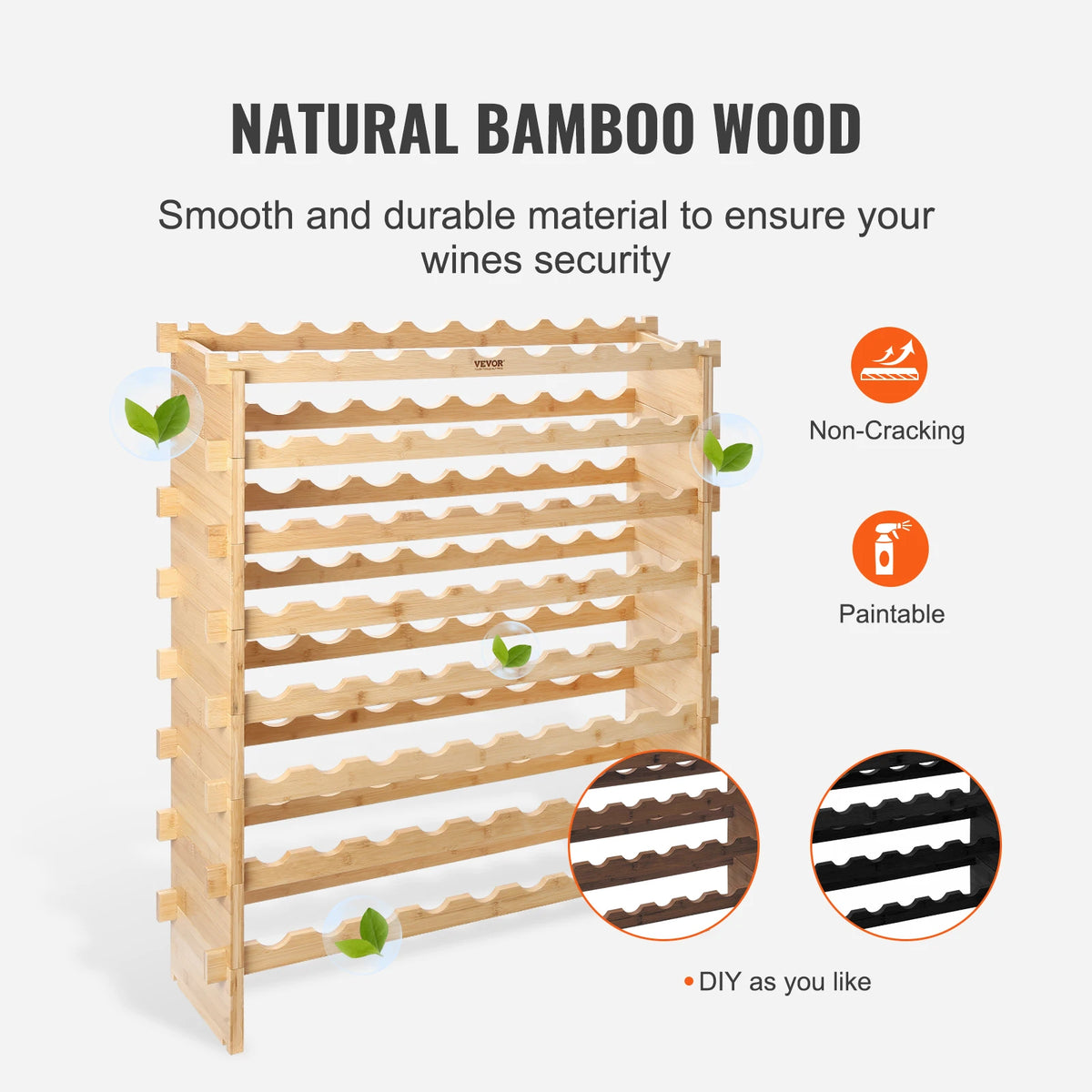 SucceBuy Stackable Bamboo Wine Rack Storage Organizer