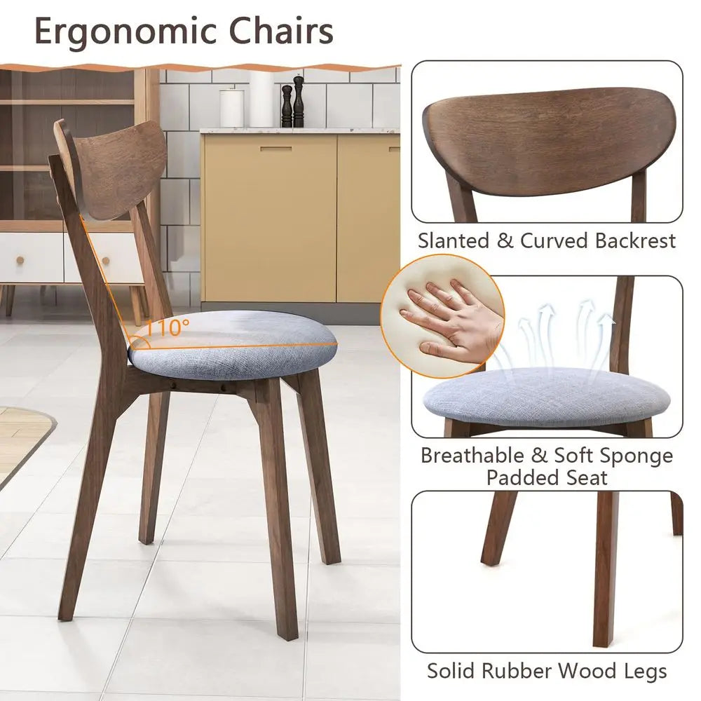 Mid Century Modern Round Wooden Dining Table Set For Two