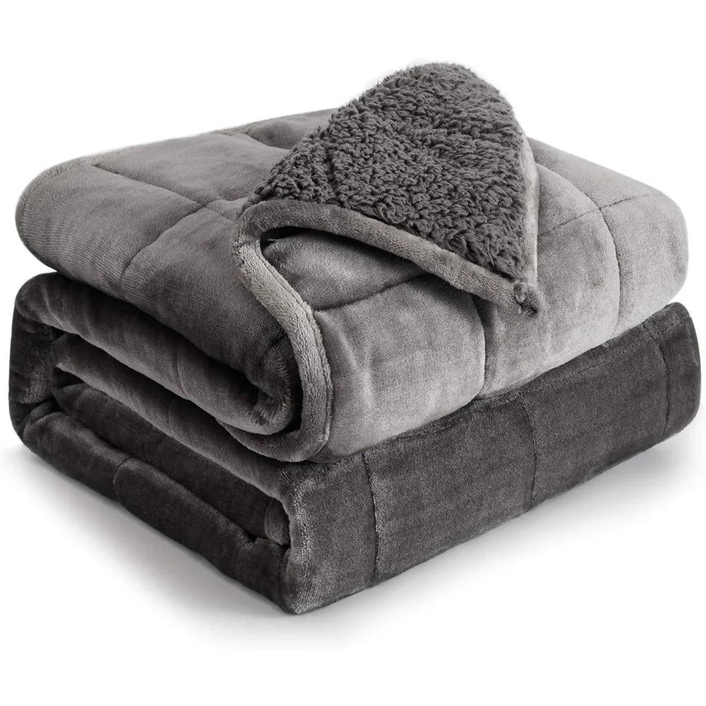 Cotton Sherpa Fleece Weighted Blanket 15 Lb For Adults