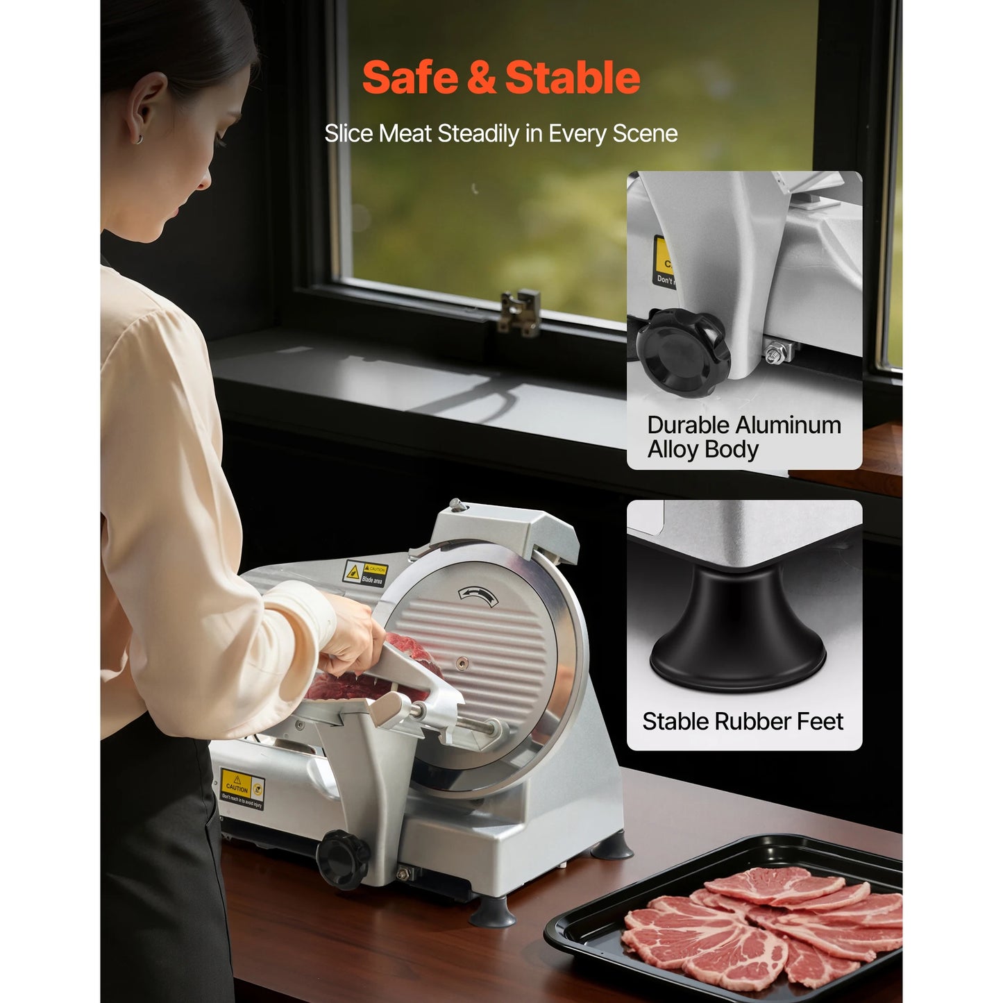 Commercial Meat Slicer 320W SUS420 Blade Adjustable 0 To 10mm