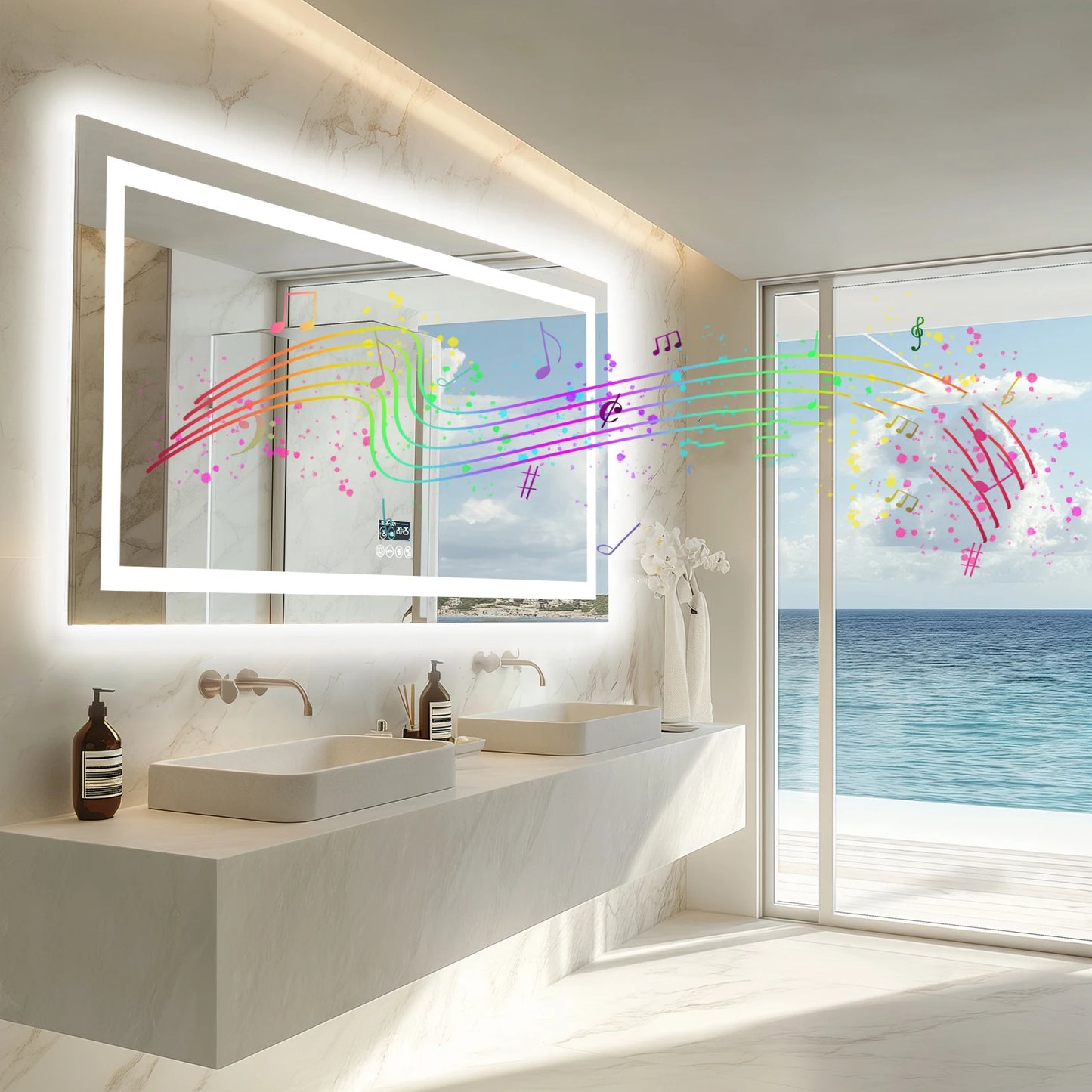 Wisfor LED Bathroom Mirror With Dual Lights And Bluetooth