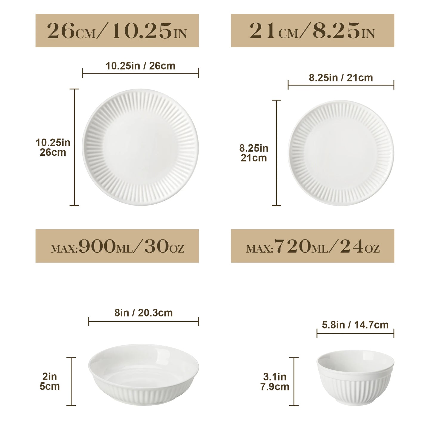 Malacasa Leila Ceramic Dinnerware Plate And Bowl Set
