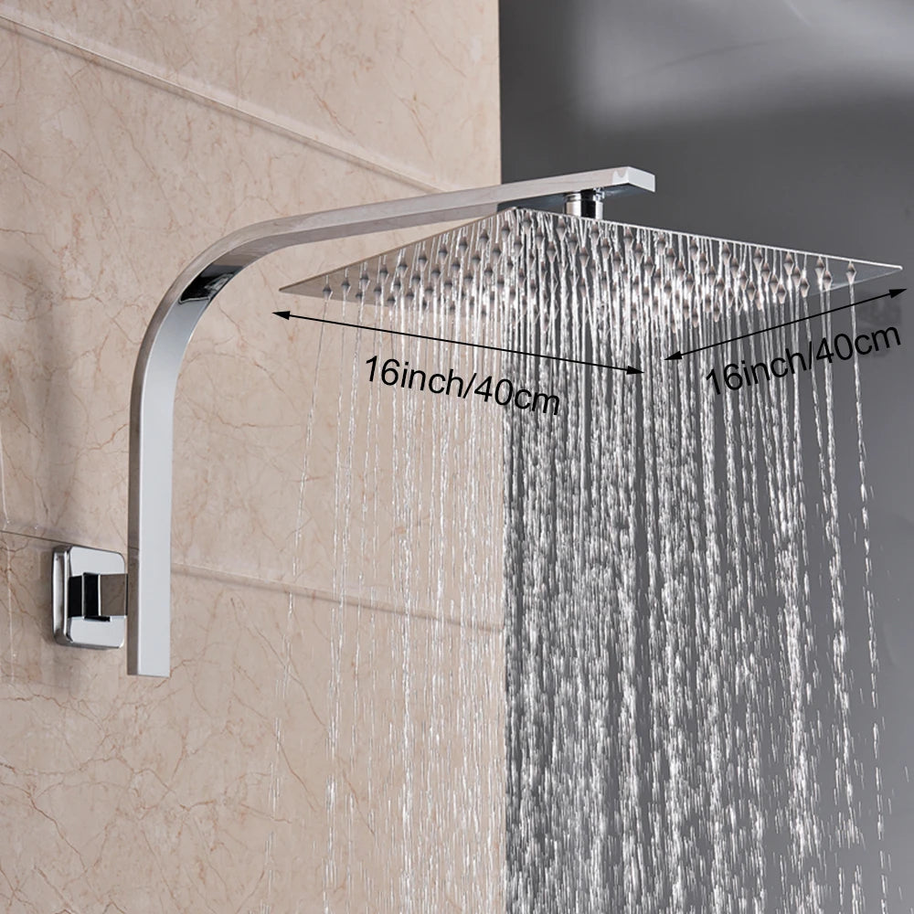 Shower Head Ultra Thin Chrome 304 Stainless Steel Rainfall Adjustable