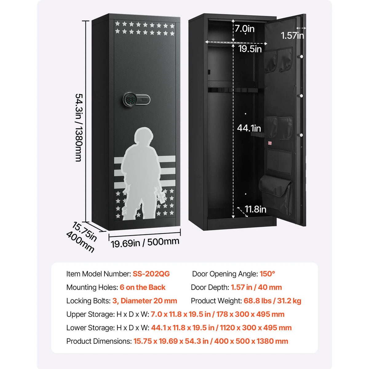 SucceBuy Fireproof 4 Gun Long Gun Cabinet Digital Lock