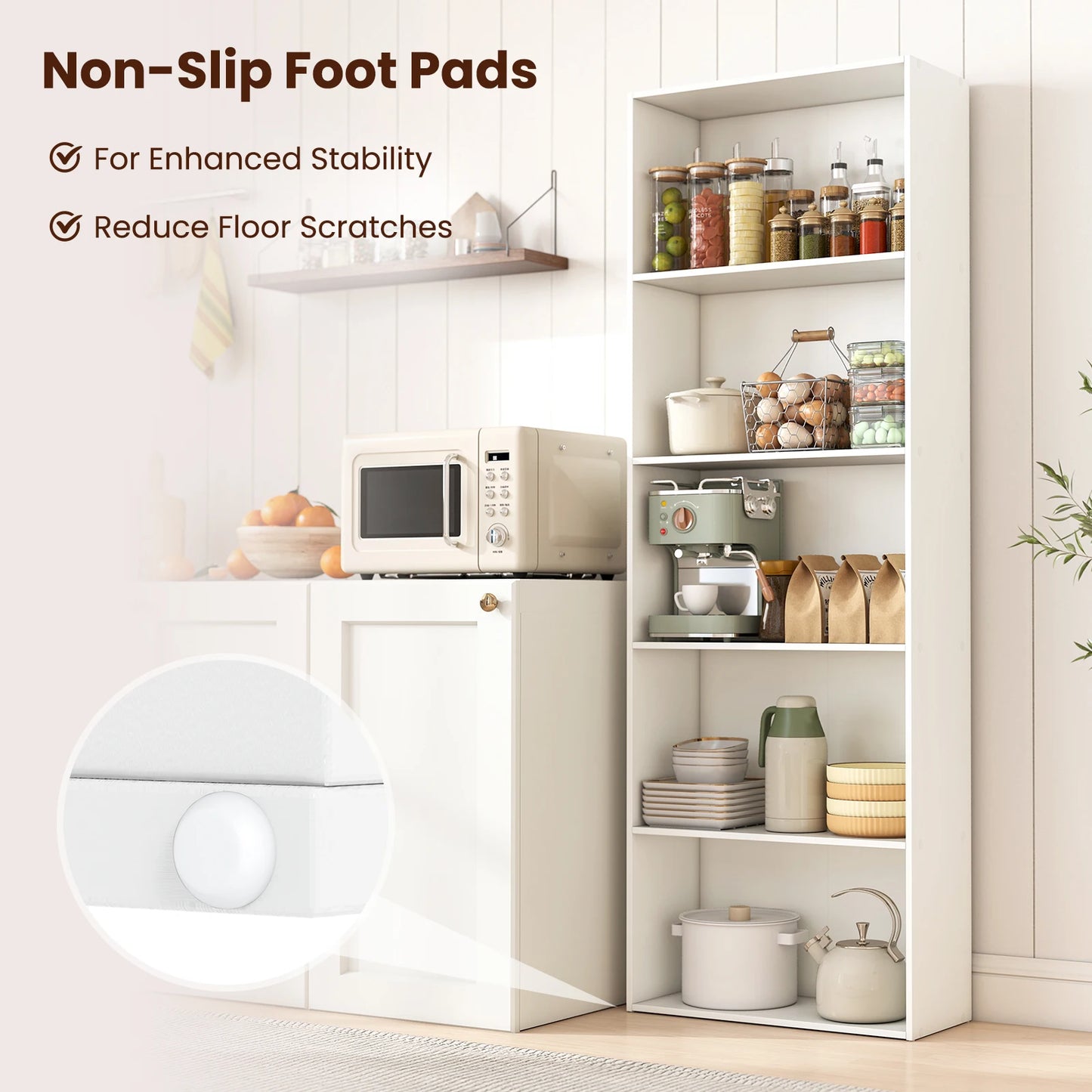 HOMASIS 5 Shelf Storage Bookcase Modern Multi Functional Display Cabinet