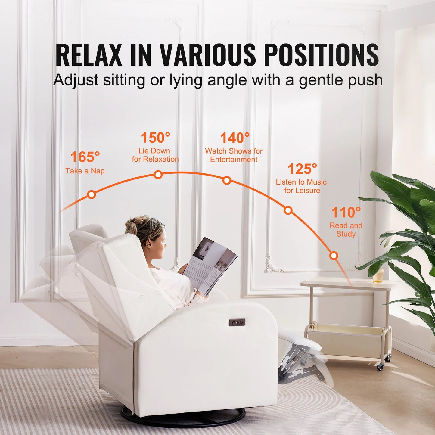 SucceBuy Electronic Power Recliner With USB Port Swivel Glider