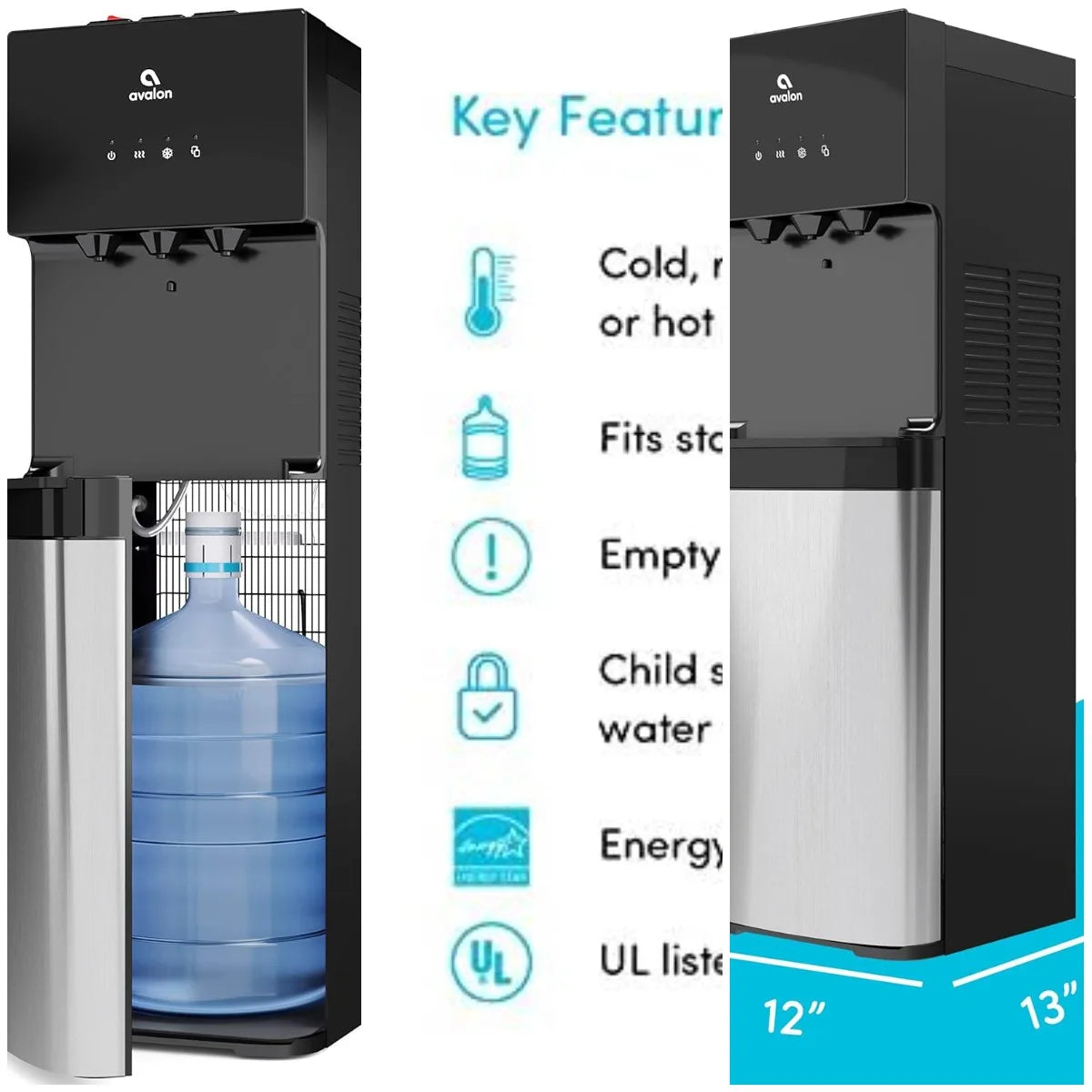 XMSJ A4BLWTRCLR Bottom Loading Water Cooler Dispenser Three Temperature Settings