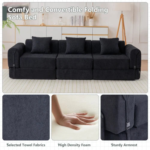 Triple Fold Convertible Lounge Chair Sofa For Living Room