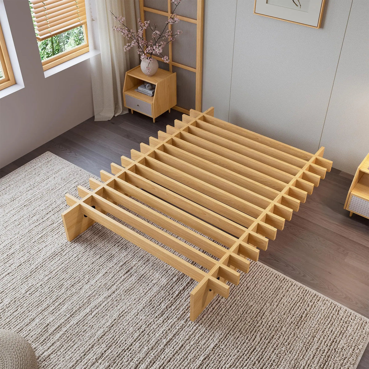 HiMISS Wood Platform Bed Frame Low Profile No Box Spring