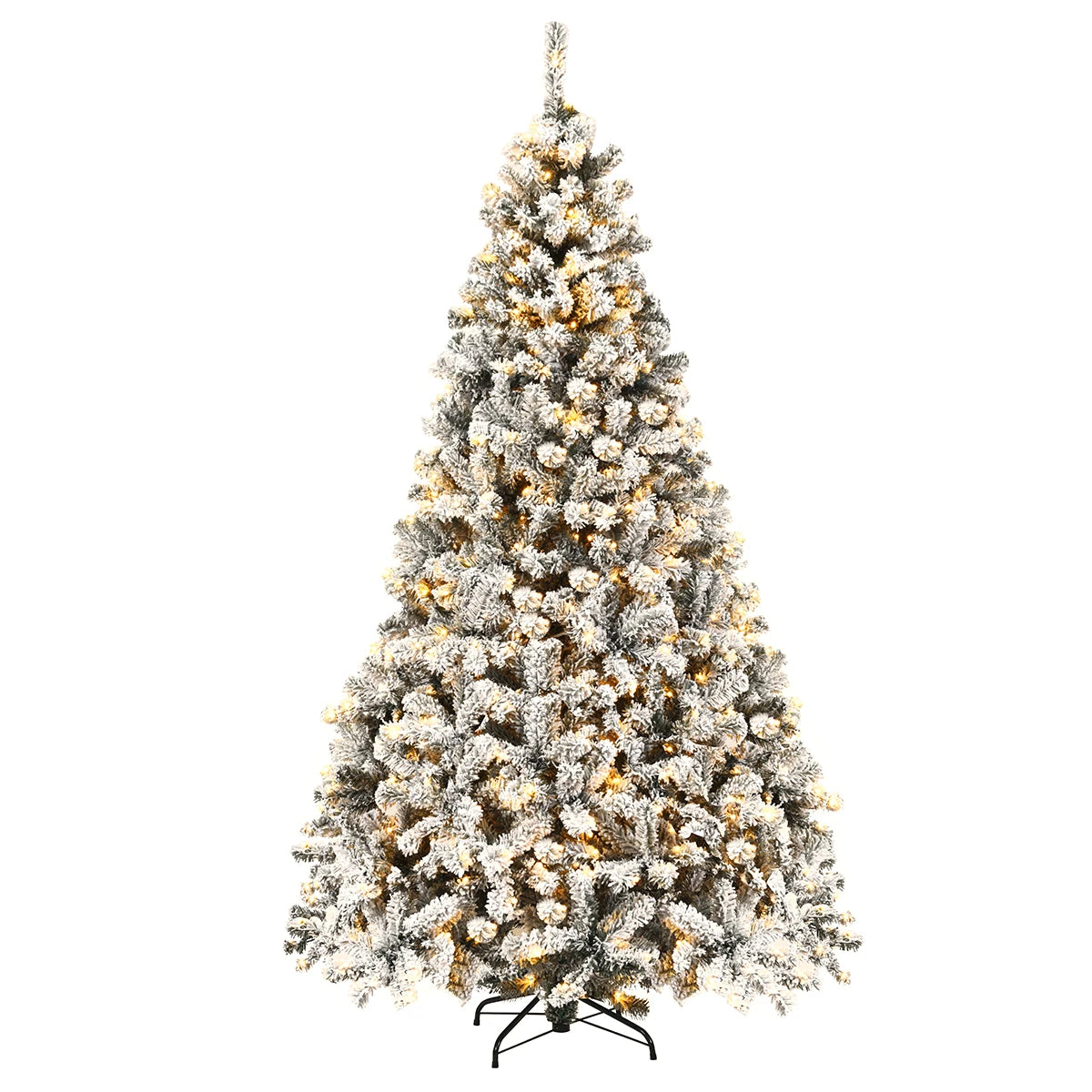 MULTIGOT Pre-Lit Snow Flocked Hinged Artificial Christmas Tree