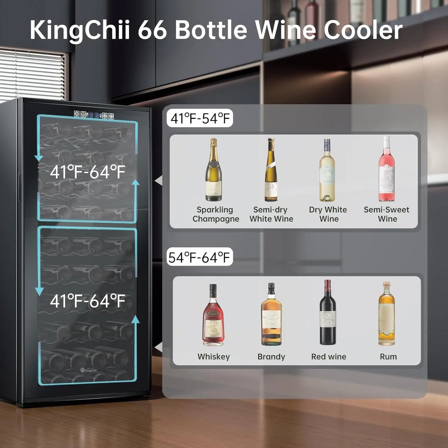 XMSJ Dual Zone Wine Cooler With Digital Control And Quiet Operation Freestanding