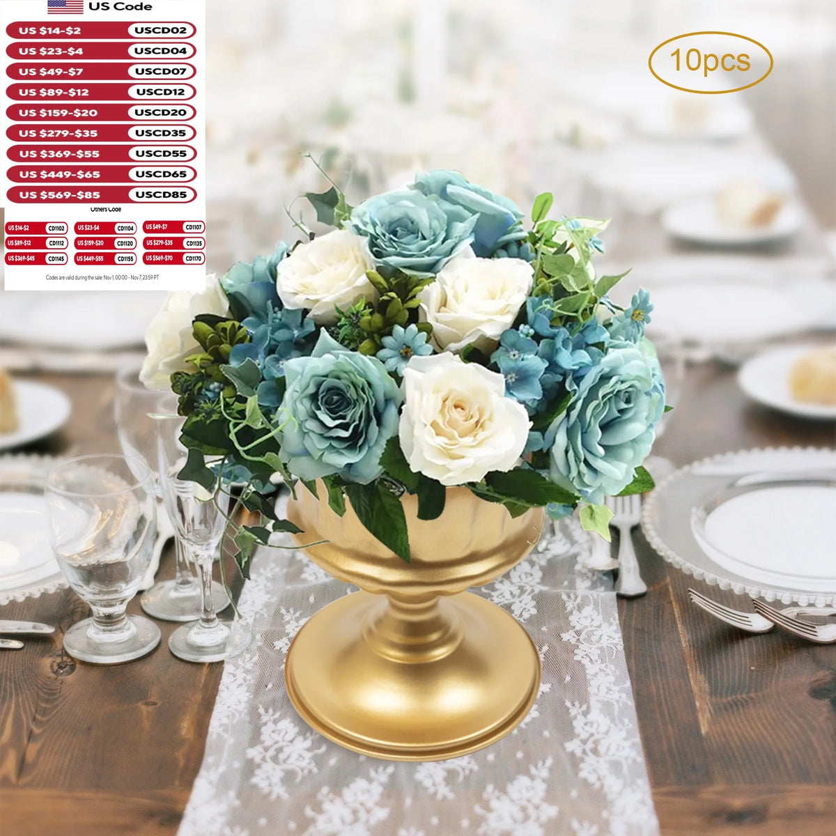 Wedding Floral Vases Set 10 Piece Centerpiece Table Decoration