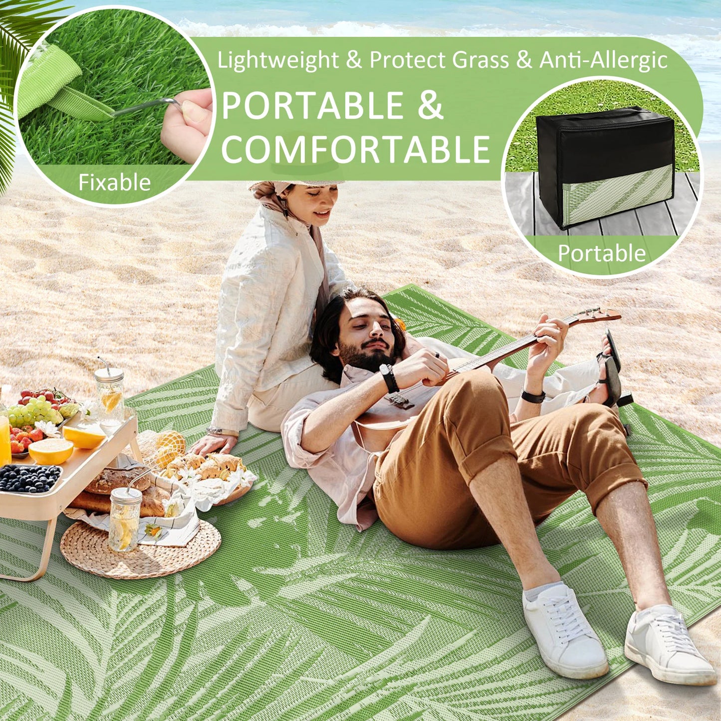 Outdoor Rug Waterproof Recycled Plastic Straw Rug For Patio