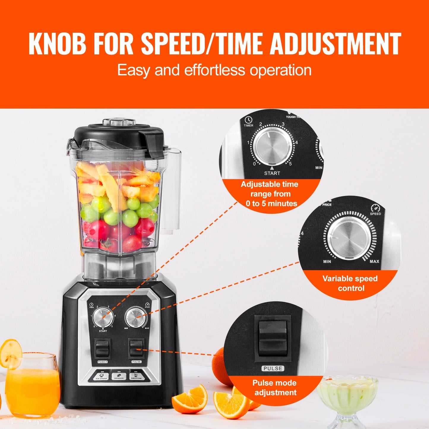 VEVOR Professional Countertop Blender Smoothie Maker for Home Kitchen