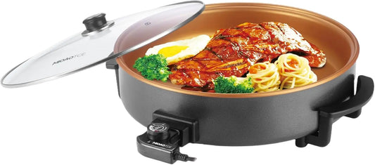 XMSJ Electric Skillet With Lid Nonstick Ceramic Temperature Control