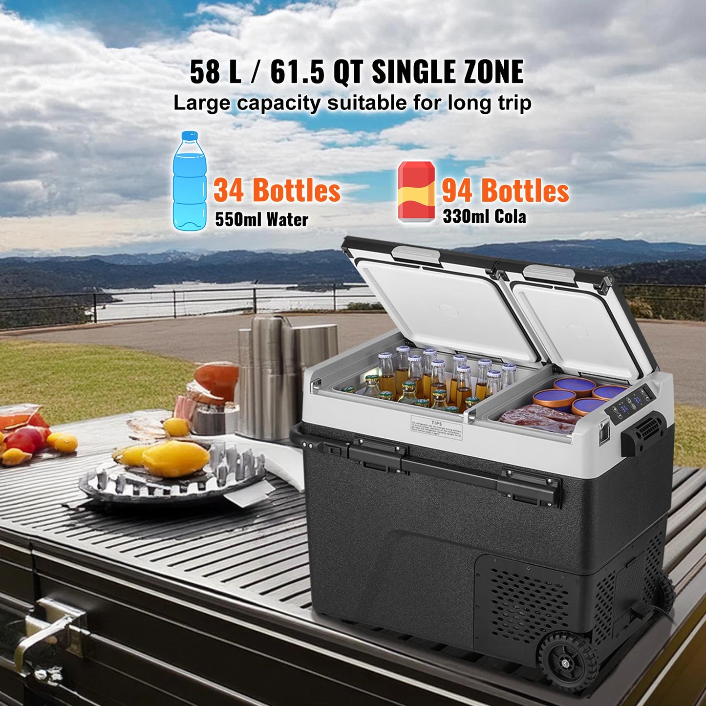 Portable Car Refrigerator Dual Zone Compressor Cooler