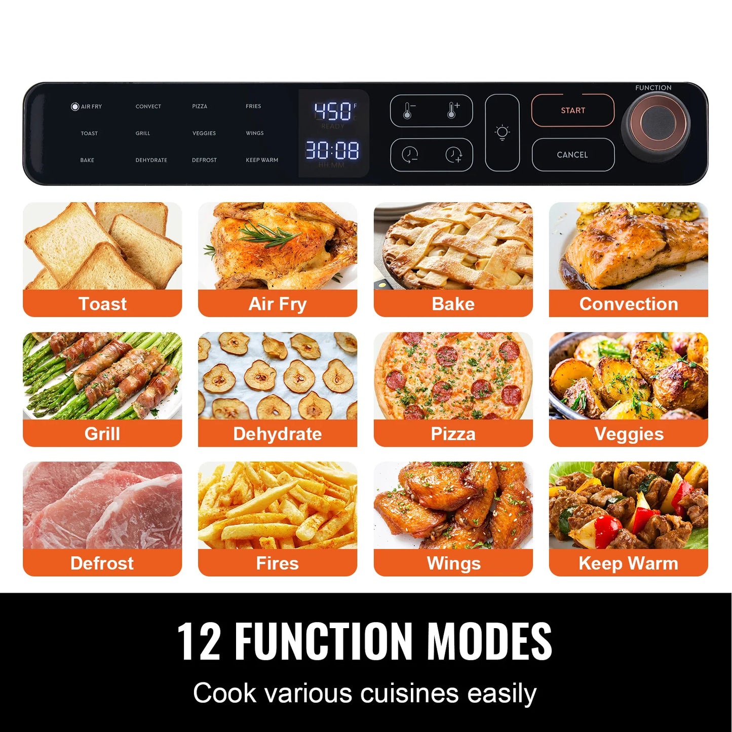 SucceBuy Air Fryer Toaster Oven Convection Oven 1700W Stainless Steel