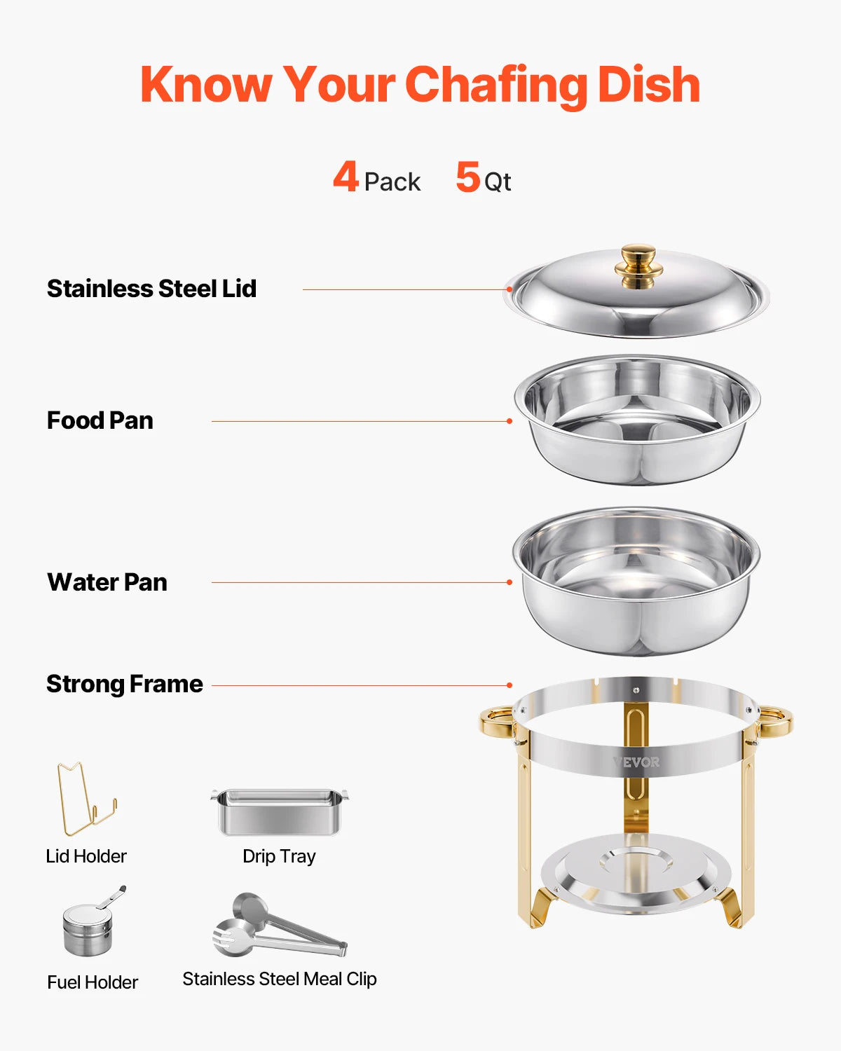 SucceBuy Chafing Dish Buffet Set Stainless Chafer With Four Pans