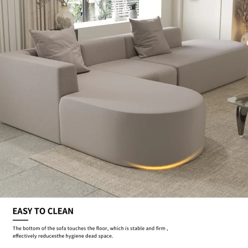 L Shaped Modular Sectional Sofa Corduroy With Movable Ottoman